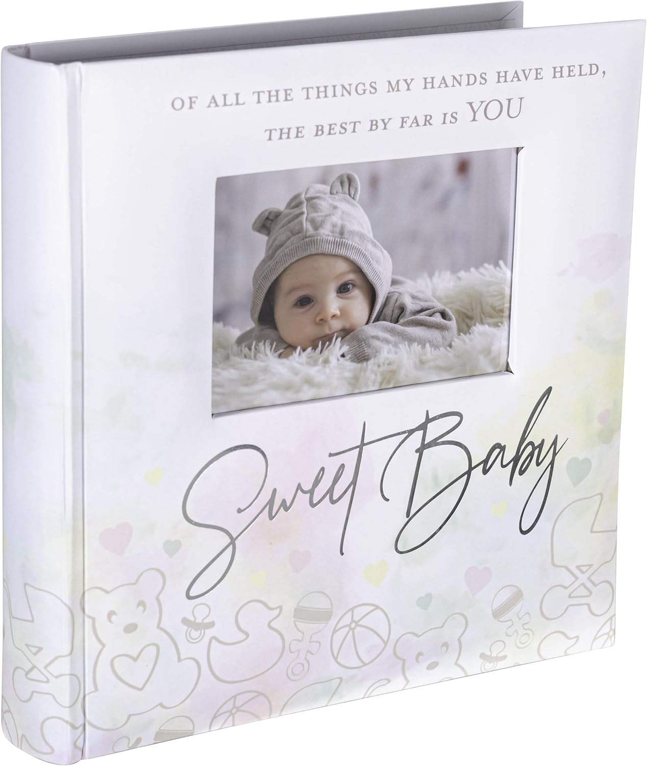 Malden International Designs Sweet Baby White Photo Opening Cover Photo Album, 160-4x6, White : Baby