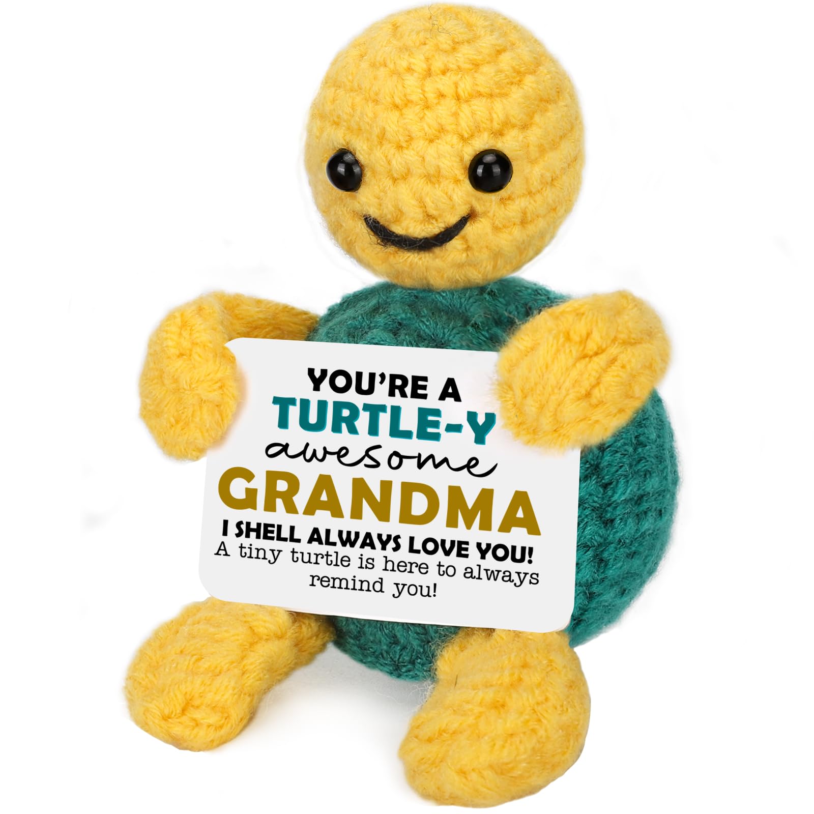 Funny Turtle Grandma Gifts from Grandkids, Birthday Mothers Day for Grandma I Love You Retire Grandmother Nana Gigi Mimi Present from Granddaughter Grandson Small Cute Crochet Desk Decor