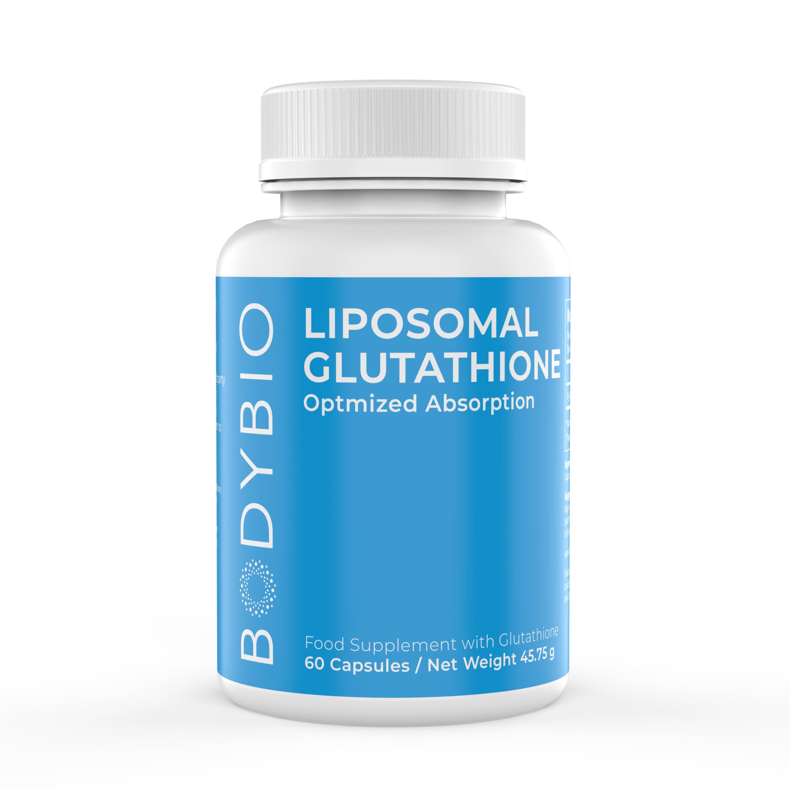 BodyBio Liposomal Glutathione - Hochwertiges Antioxidans mit Liposomaler Technologie für Optimale Aufnahme, 60 Glutathione Kapseln