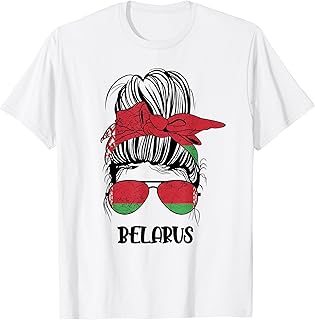 Belarusian Girl Belarus Flag For Womens Messy Hair Pride T-Shirt