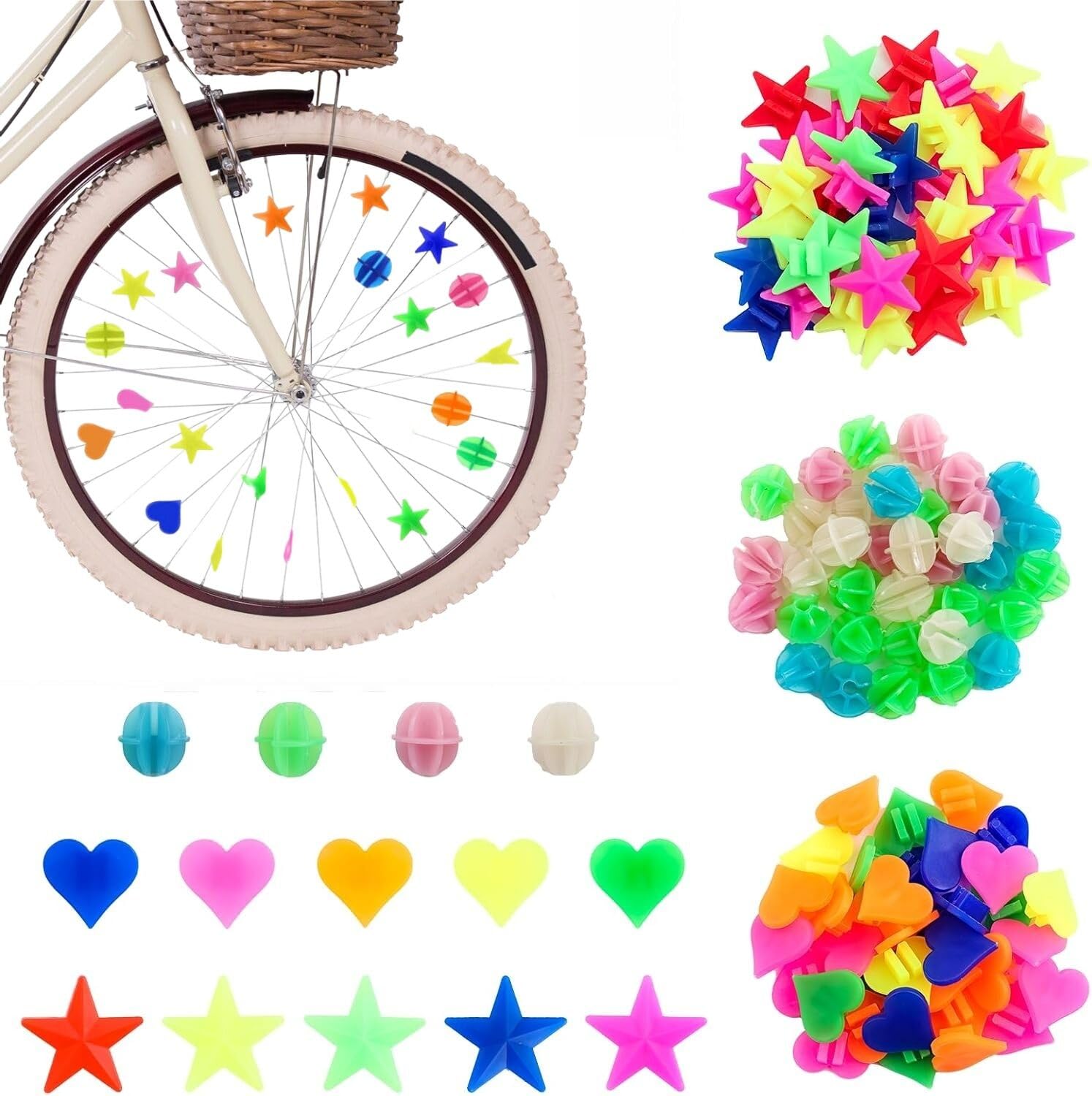 Alfven Perles Rayons Velo Colorées 210 pièces Plastique Enfants Décoration Filles Garçons