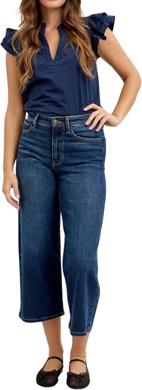 Judy Blue Watermelon Apparel · Products High Waist Dark Wash Ankle Wide Jeans · Shopify - Image 3