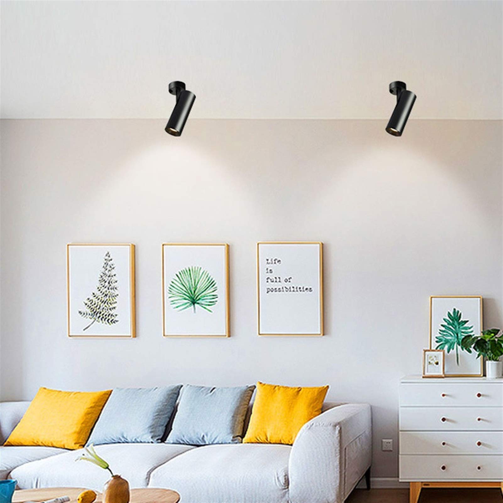 Lampa sufitowa LED, lampa sufitowa LED, regulacja 355°, nordycka lampa do regałów i stolików nocnych.
