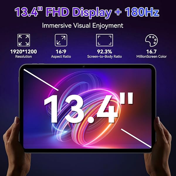 2026 Upgraded 13.4 inch Android 16 Tablet with Keyboard, Large 13 inch Tablet with 2K 120Hz IPS Display, 24GB RAM + 256GB ROM, 2.2Ghz Octa-Core,10000mAh Battery, Tablet with Pen & Mouse - 3