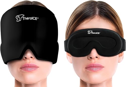 TheraICE Gorro para aliviar el dolor de cabeza de migraña, sombrero de terapia fría y caliente, gorra de alivio de migraña, envoltura de gel fresco