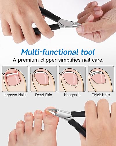 Miniatura 5 de Cortaúñas, cortaúñas para uñas encarnadas o gruesas, cortaúñas para hombres, mujeres y personas mayores con hoja recta de acero inoxidable, cortador