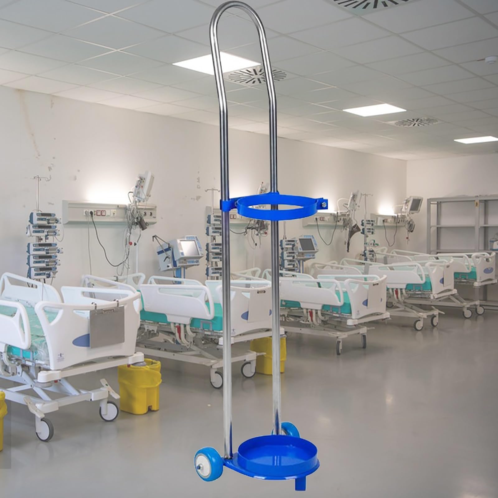 Generico Carrello Portatile per bombole di Ossigeno con Doppie Ruote per Un Facile Trasporto, Robusto Supporto da Pavimento per Un deposito Sicuro, Ideale per strutture mediche, Uso Domestico e offic