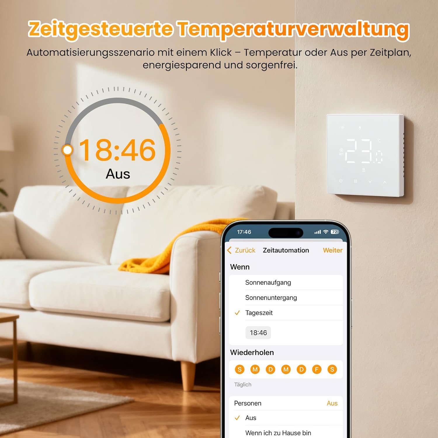 AVATTO Termostato intelligente per riscaldamento a pavimento ad acqua opaca, WiFi, termostato digitale, compatibile con Homekit, Alexa, Google Home, SmartThing