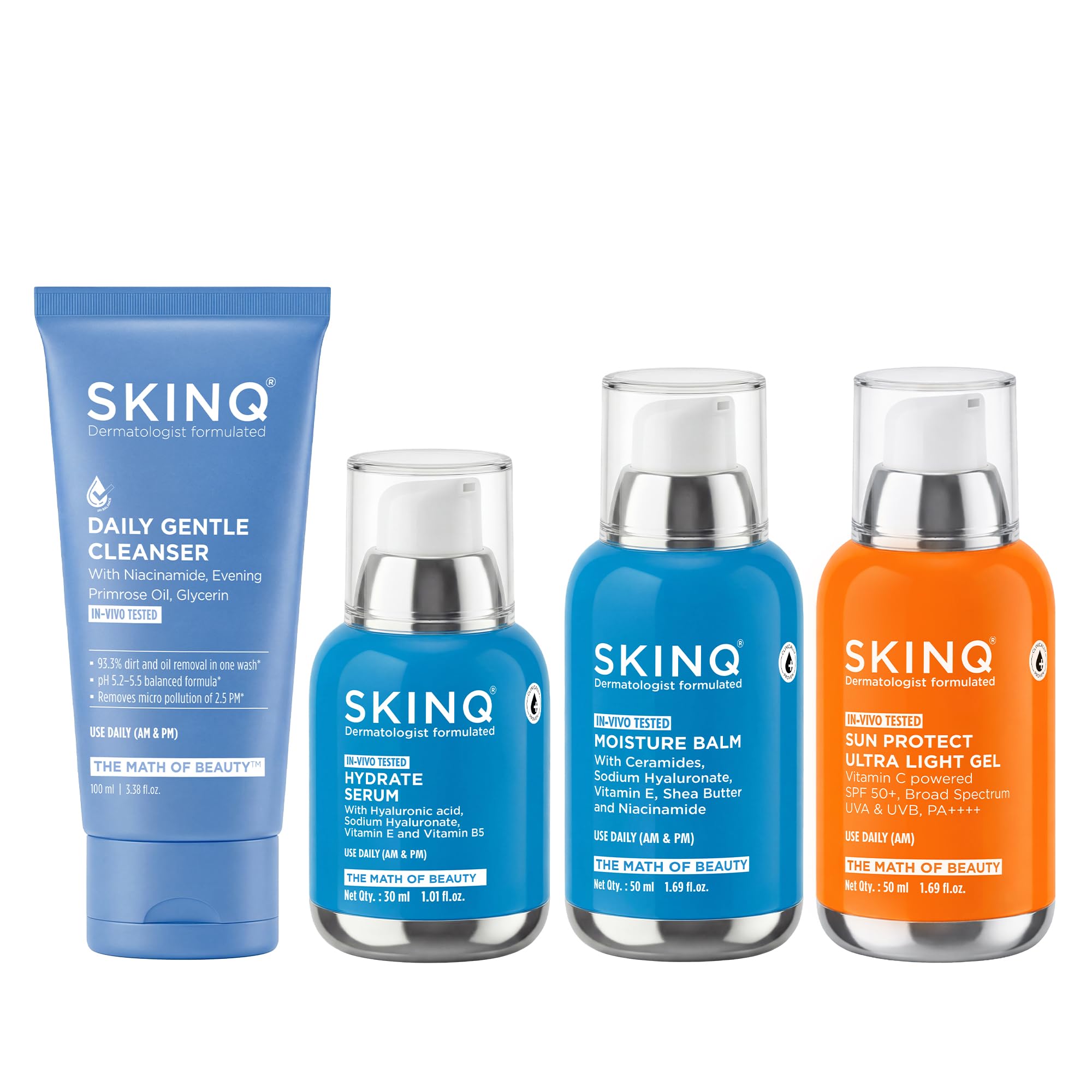 SKINQ Deep Hydration Combo | Hydrating Cleanser, Hyaluronic Acid Serum, Ceramide Moisturiser & Sunscreen SPF 50 | Skincare for Dry & Sensitive Skin-image-41