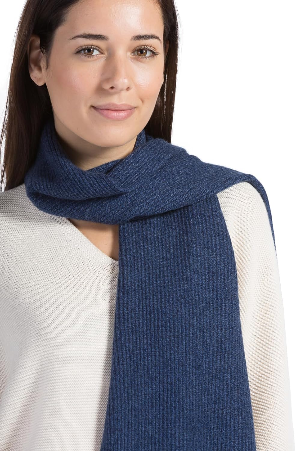 Fishers Finery Women's 100% Cashmere Ribbed Knit Winter Scarf | Black Label Box