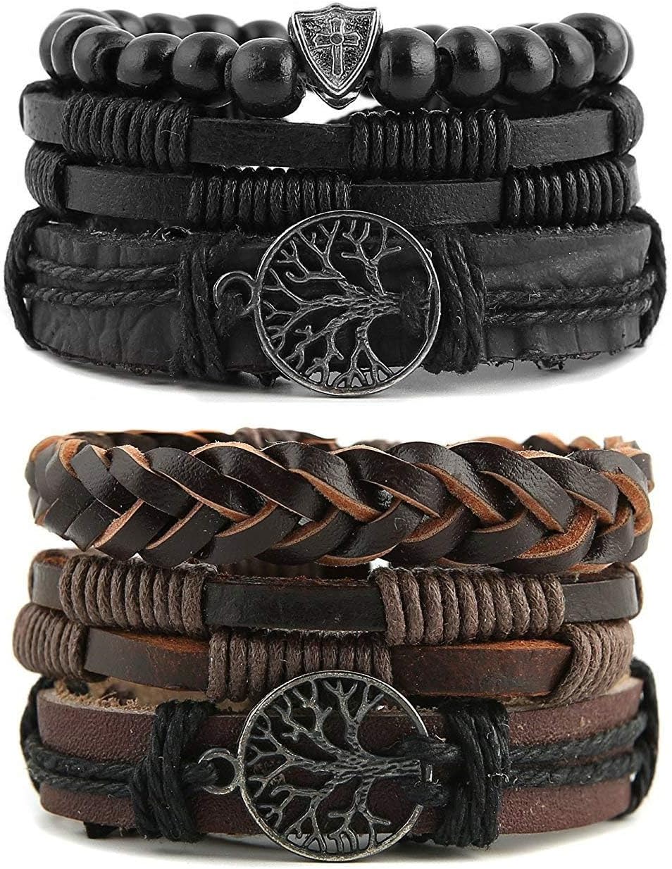 Genuine Leather Tree of life Bracelets for Men Women
