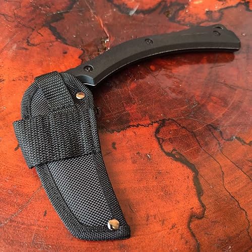 Miniatura 4 de Cuchillo de hoja fija, hoz de campamento de caza al aire libre, hoja de lavado de piedra, mango de plástico de alta dureza con funda