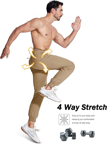 Miniatura 6 de MAGCOMSEN Pantalones deportivos para hombre con bolsillos con cremallera, pantalones deportivos ligeros para senderismo, correr, entrenamiento