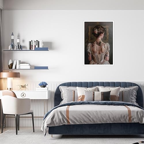 Miniatura 6 de Lienzo retro con espalda femenina, pintura de rosas, póster estético antiguo de chica victoriana Moody arte de pared, impresiones de academia