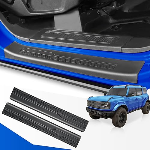 BEEGROW Bronco - 2 protectores para umbral de puerta de automóvil para Ford Bronco, accesorios 2021, 2022, 2023, 2 puertas, borde de puerta de
