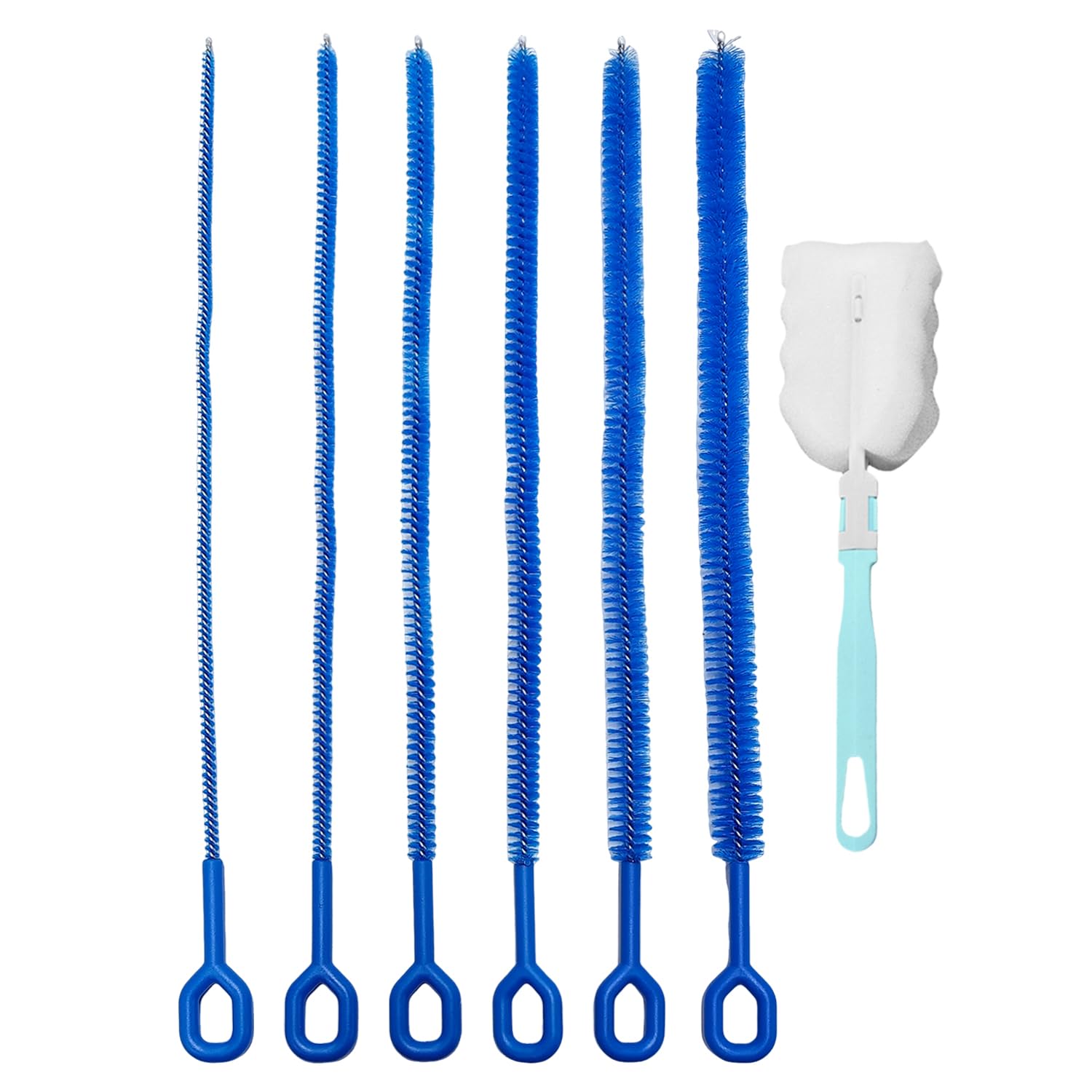 6 Blu Spazzola di Paglia E 1 Tazza di Spazzola, Tazza di Acqua Multifunzionale Spazzola di Pulizia, Tubo di Nylon Pennello, Home Office Accessori per La Pulizia.