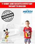 Disney Garçons Mickey Mouse Plaid Short Set avec Tee