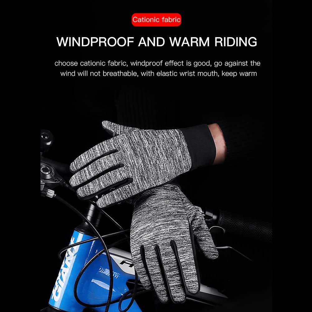Winterhandschuhe, Winddichte Thermo-Fahrradhandschuhe Kaltes Wetter, wasserdichte Fleece OutdoorTouch Screen Skihandschuhe Grau