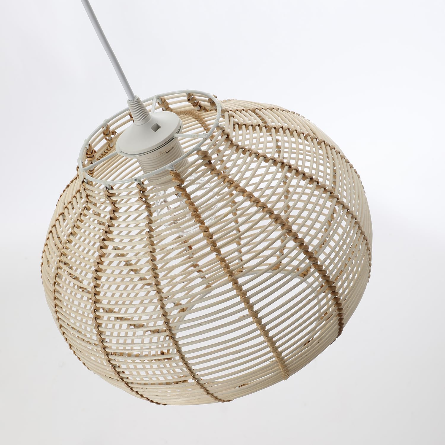Luminaria Korba, lámpara colgante de ratán, 60 W, natural, diámetro 30 x altura 23 cm