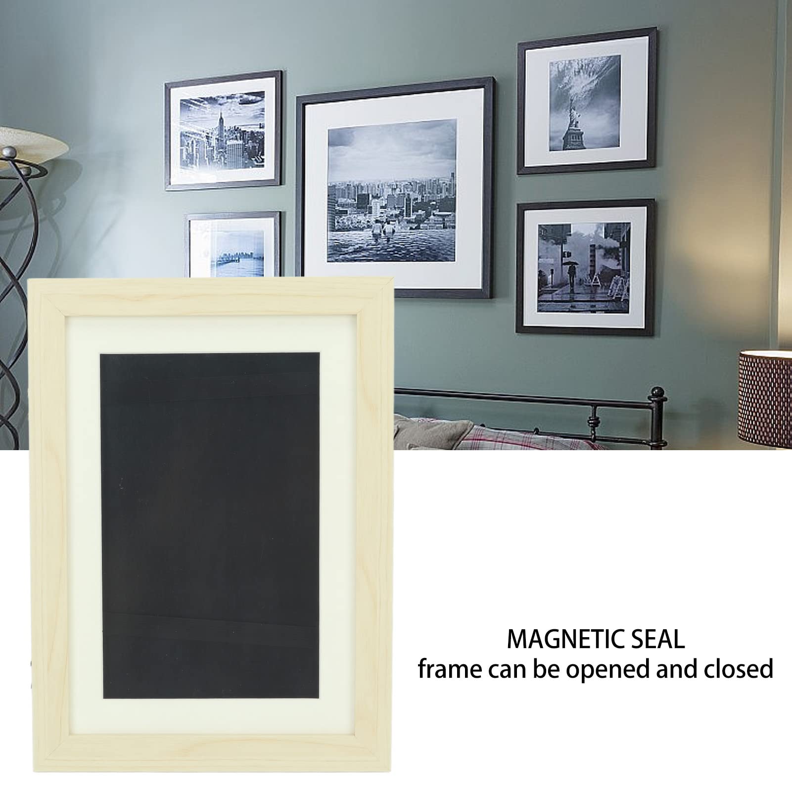 GOWENIC Kids Artwork Frames, Magnetic Front Opening, Horizontal and Vertical Display, Wall Display for Artworks, Crafts, Photos, Great for Kids Drawings, Children Art Projects, Schoolwork (Wood)