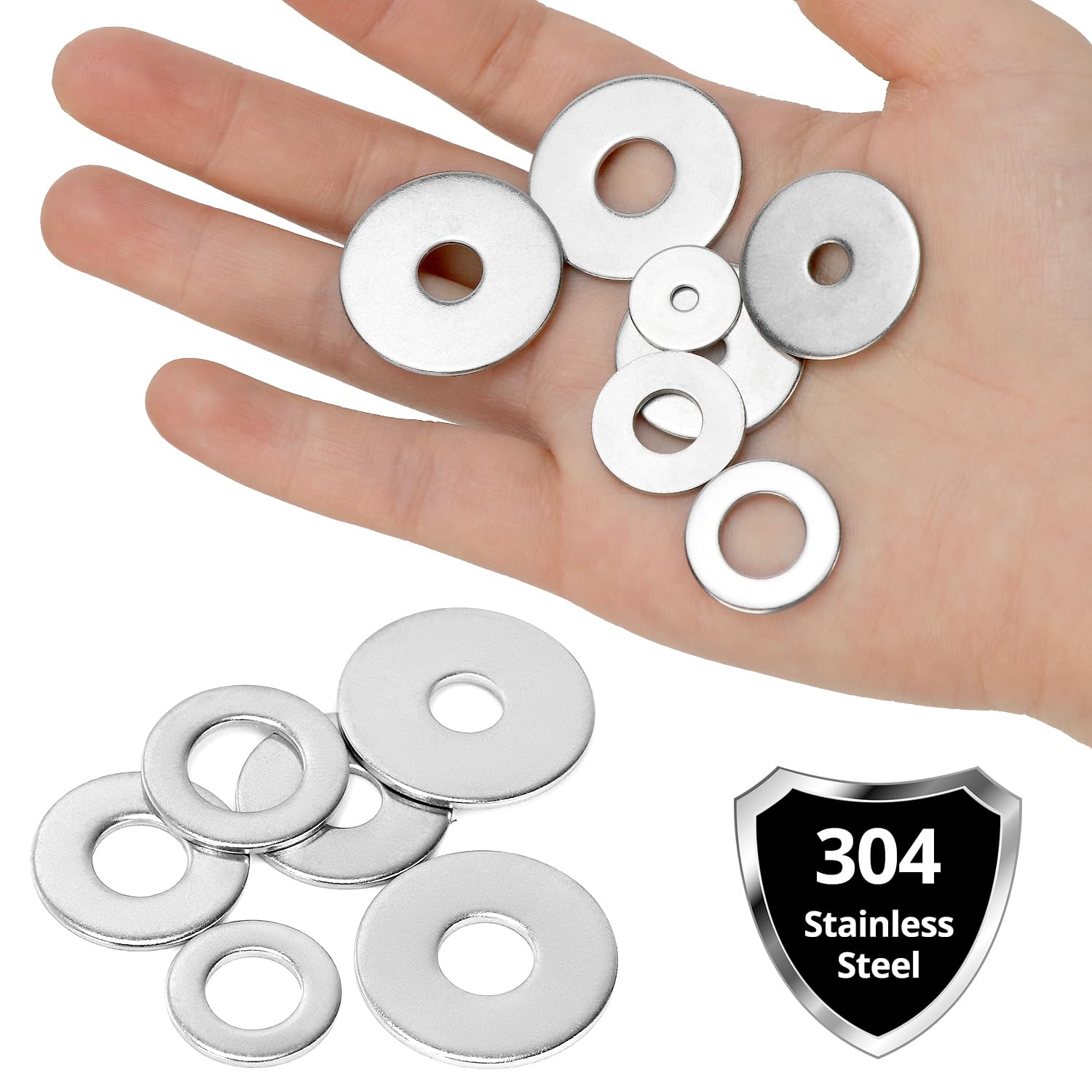 Rondelle Piatte M10 (10x18x1,6 Mm) In Acciaio Inox A2 304 Per Bulloni E Viti Metriche - FAS