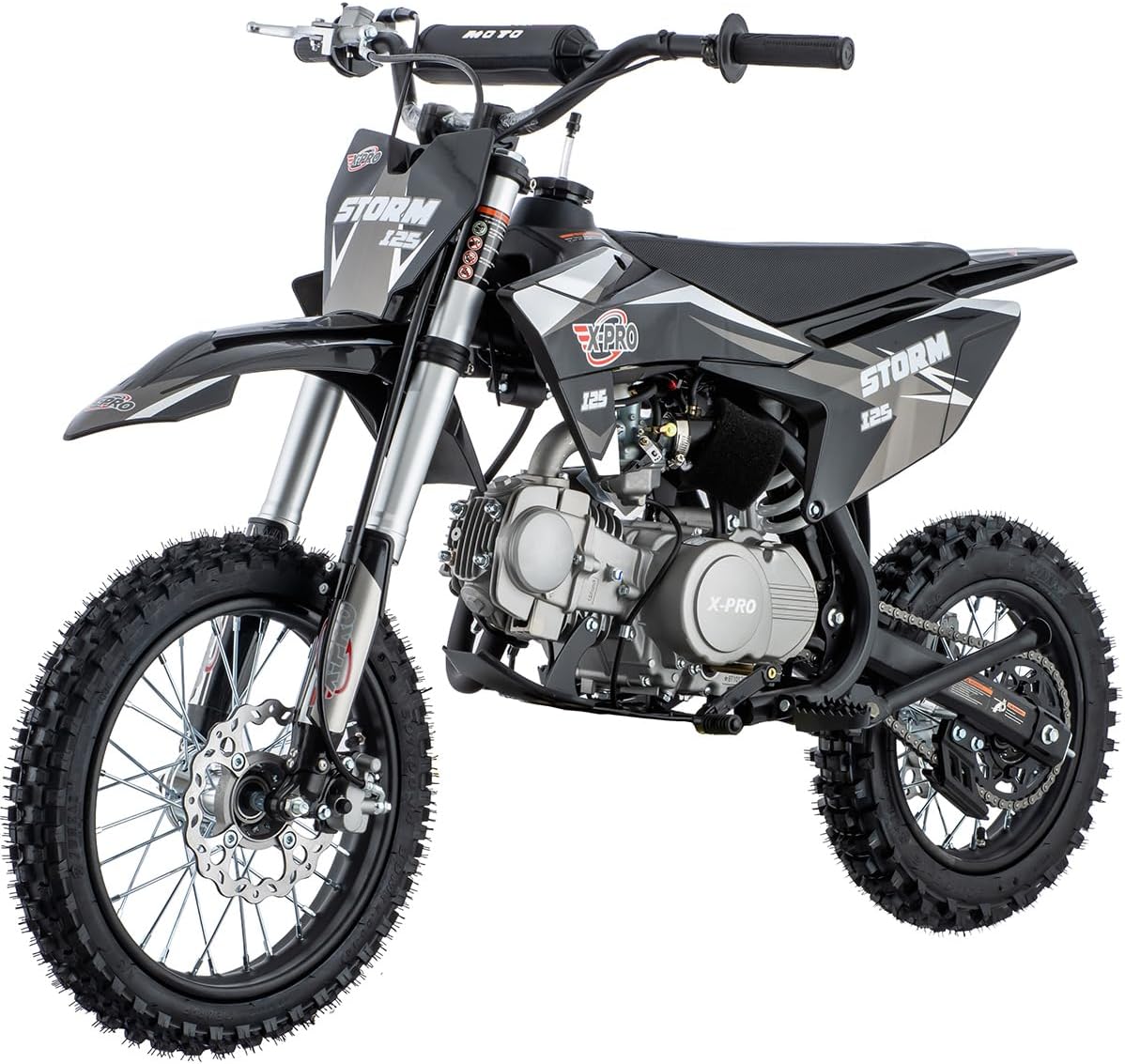 X-PRO 125cc Kids Dirt Bike Pit Bike Youth Dirt Pit Bike with 4-Speed Semi-Automatic Transmission, Big 14"/12" Tires!