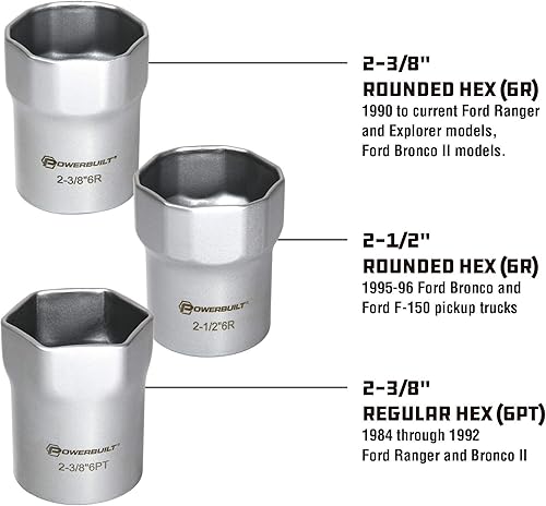 Miniatura 5 de Powerbuilt 648642 - Juego de llaves de tuerca de seguridad para rodamientos de rueda, kit de herramientas de extracción de 7 piezas, hexagonal