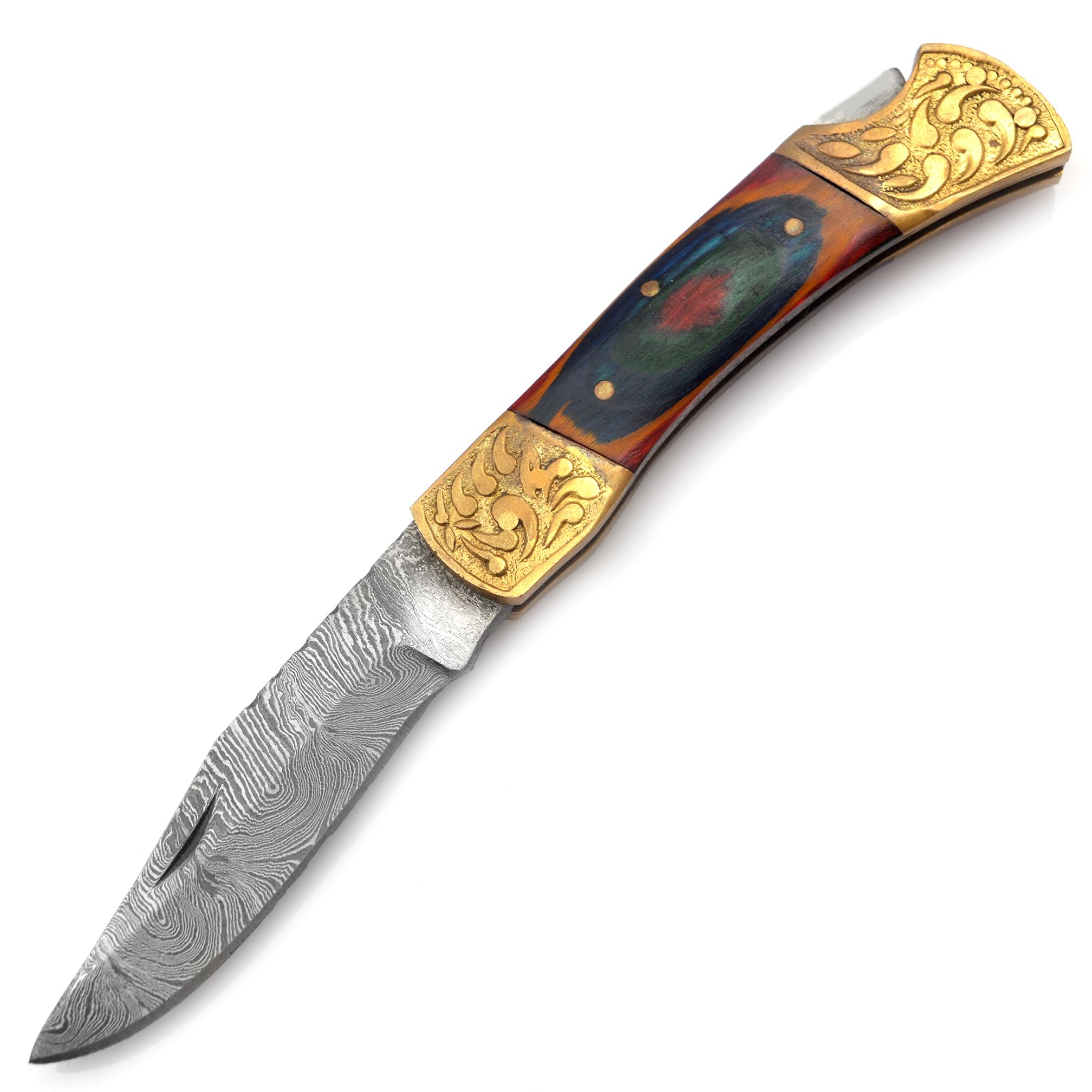PAL 2000 KNIVES CHA-3151 Couteau de Poche Pliant en Acier de Damas Fait à la Main sur Mesure