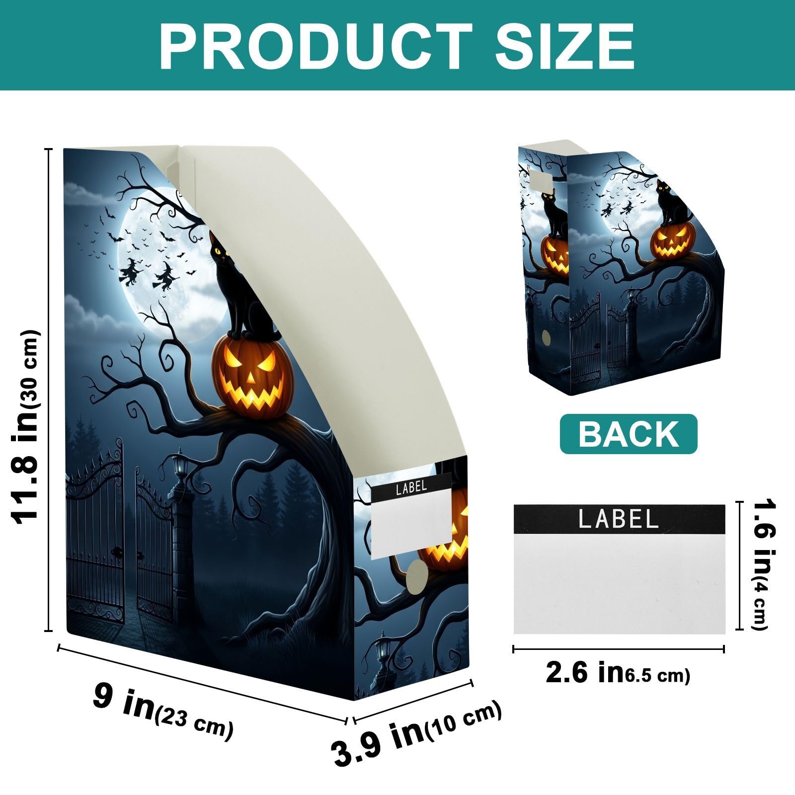 Accattivante organizzatore di file nero gatto di Halloween per scrivania