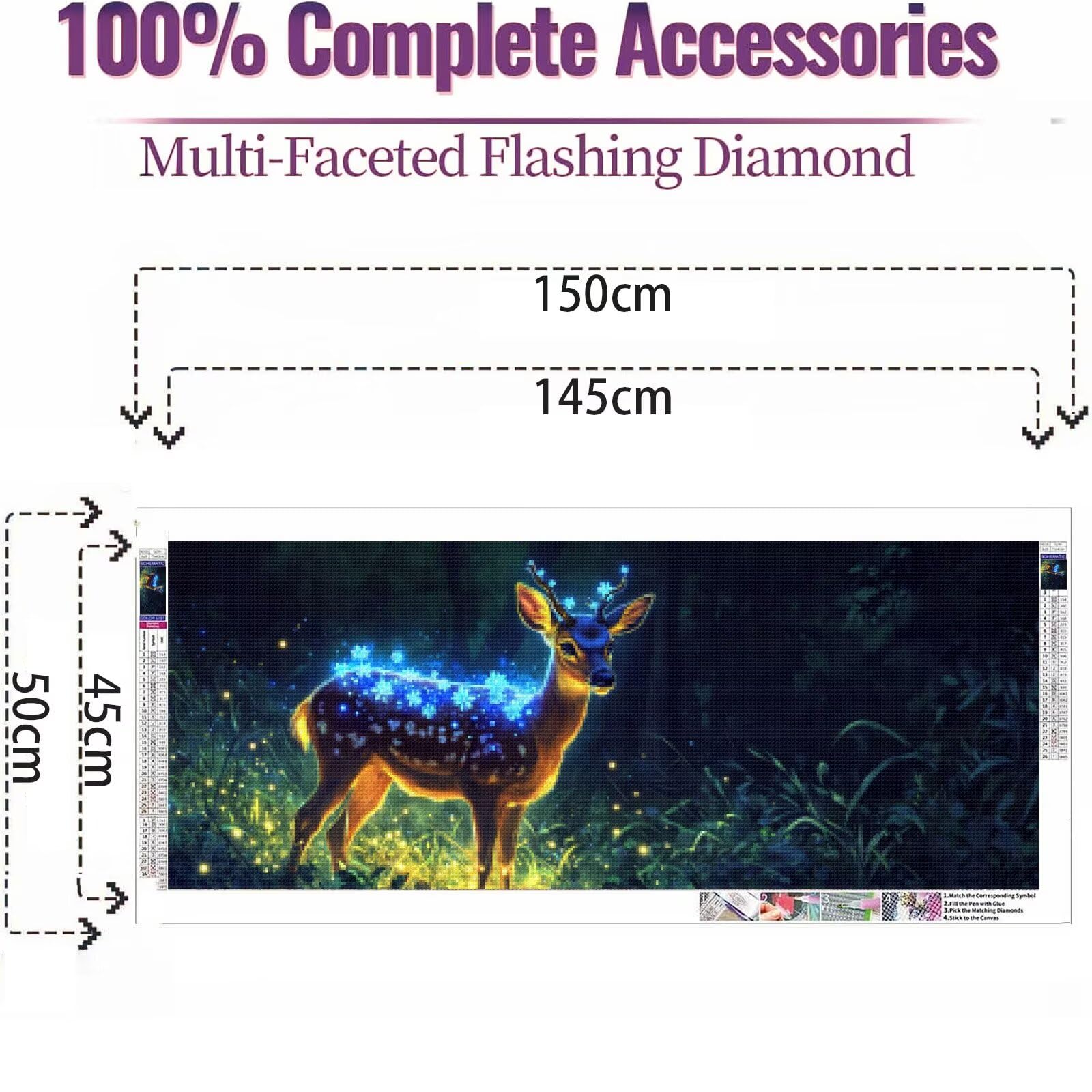 Diament Malarstwo Jeleń Diament Malarstwo Dla Dorosłych, Diamentowe Malarstwo Zwierzęce, DIY Kryształowa Sztuka Ścieg krzyżykowy Embroidery Diament Haft na Prezenty Dekoracja ścienna do domu (240x80cm