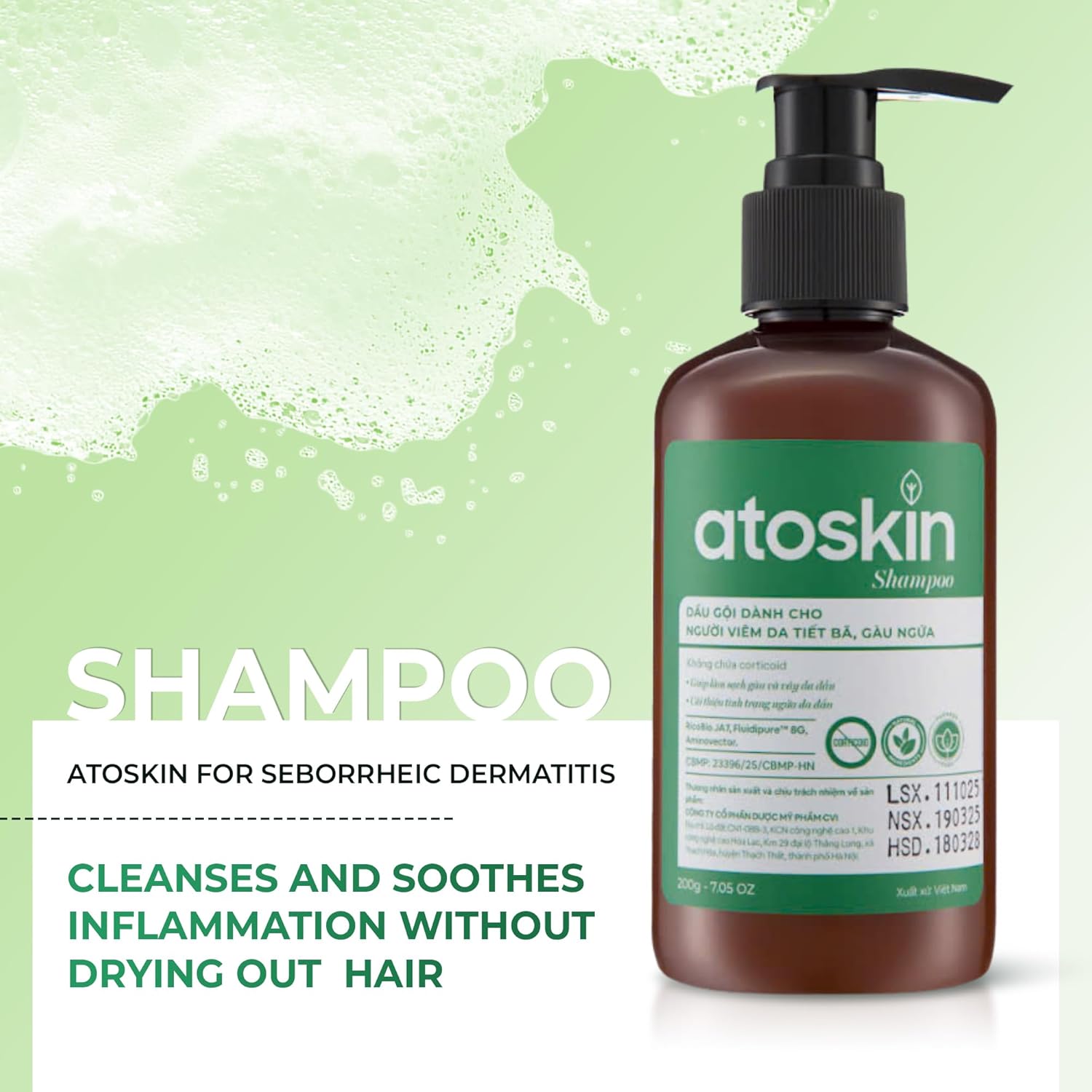 Atoskin Shampoo – for Seborrheic Dermatitis - Helps Reduce Oil & Improve Scalp Comfort (6.8 oz)