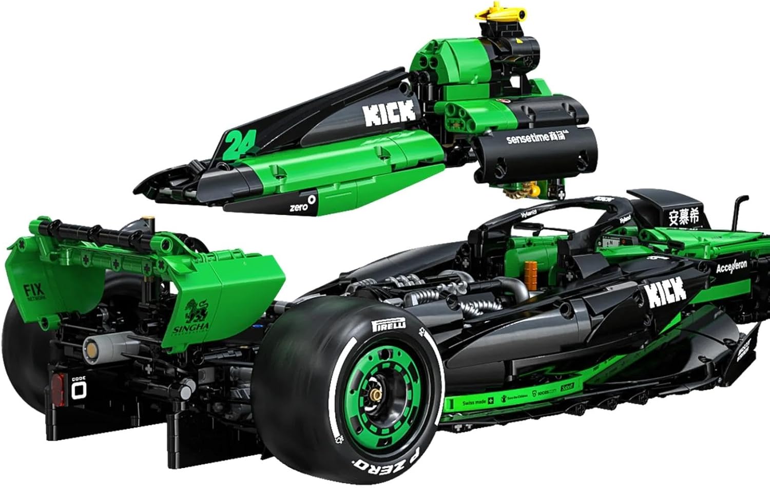 Chassis of the CaDA C64010 model with the body removed, revealing the detailed V6 engine and internal mechanics.