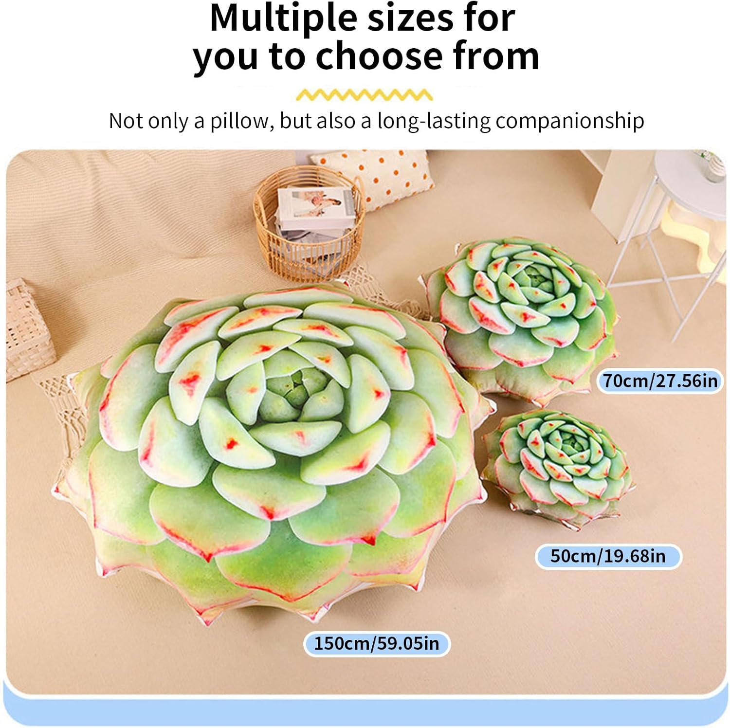 3D Large Succulent Pillow, Cute Succulent Pillow Cactus Decor Pillow Plant Shaped Pillow, Unique Throw Pillows Cushions for Bedroom, Living Room, and Home Decoration