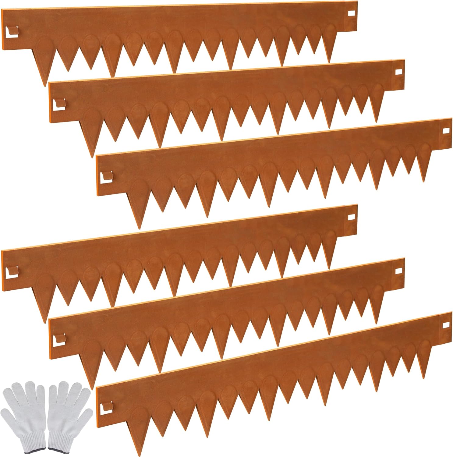 Solution4Patio 6-Pack 6" H Corten Steel Landscape Lawn Edging, Rust Patina Finish Bendable Hammer-in Metal Border Strips, Buckle Connection, Pre-Rusted Garden Yard Divider (20Ft Total Length)