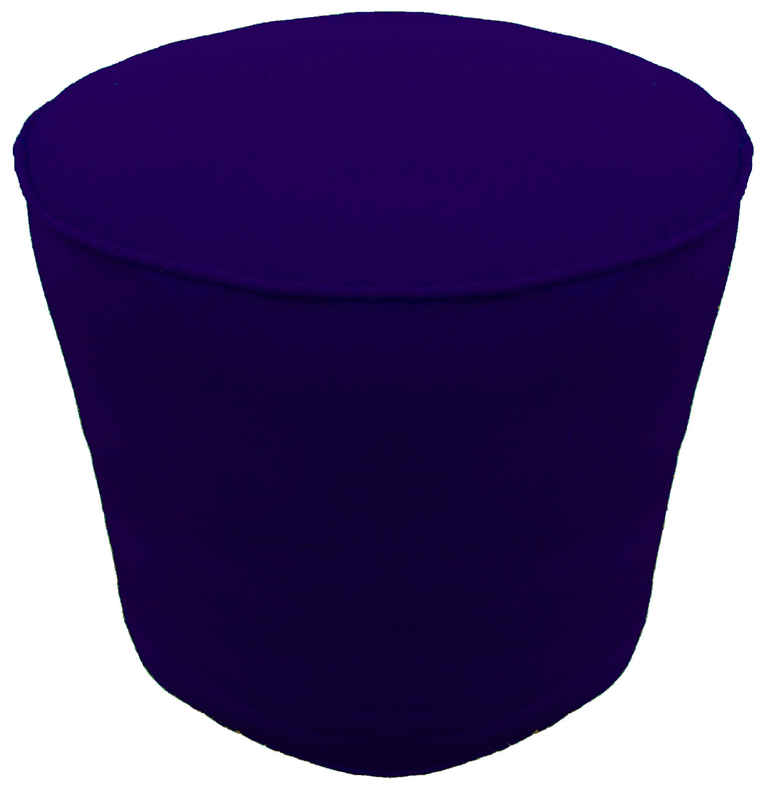 Footstool Round Pouf Cover with Piping Ottoman Cover Cotton Blue 24