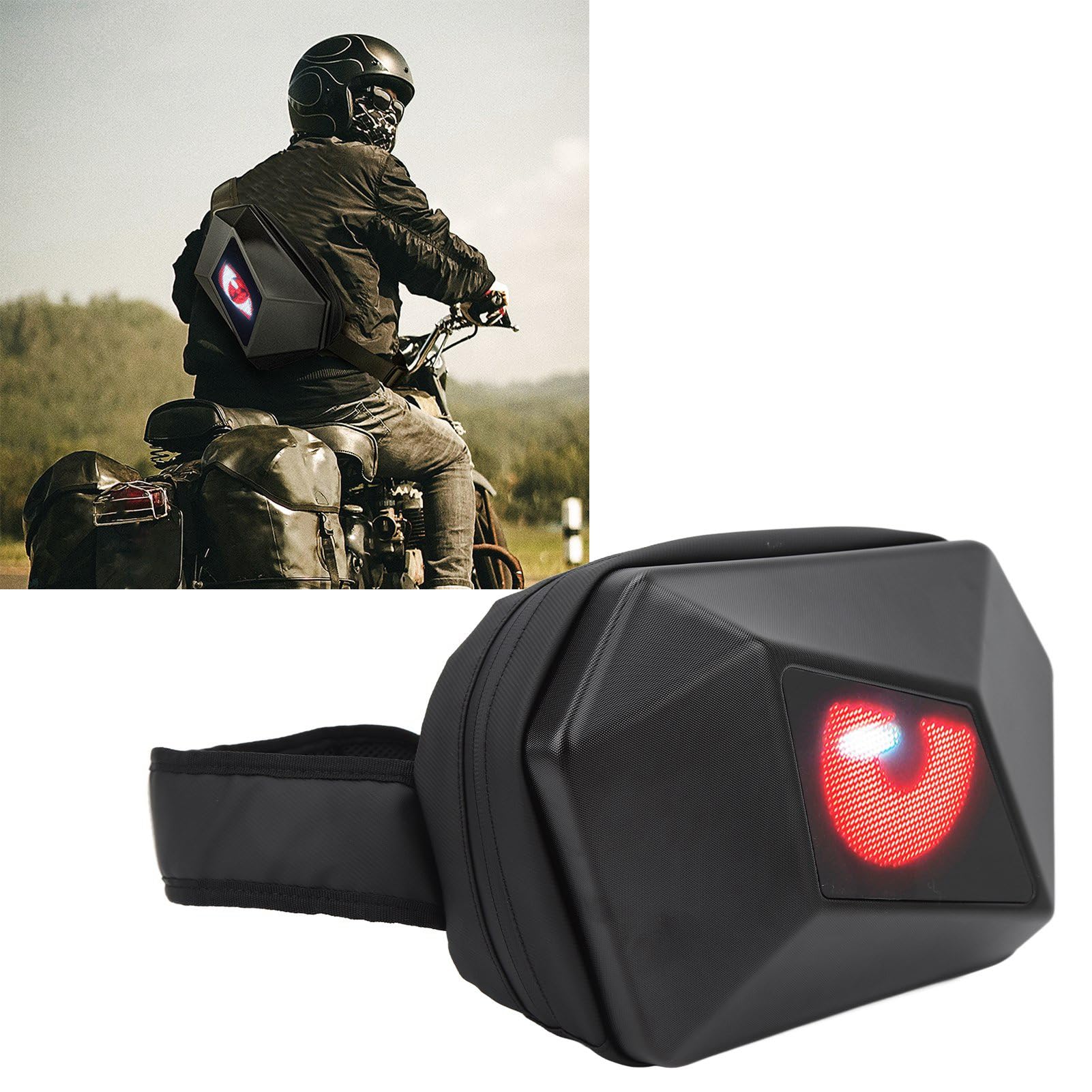 Ausla Plecak z wyświetlaczem LED, wodoodporny plecak USB 5 V LED z regulowanym paskiem na ramię, do podróży, sterowanie za pomocą aplikacji na telefon komórkowy, #311