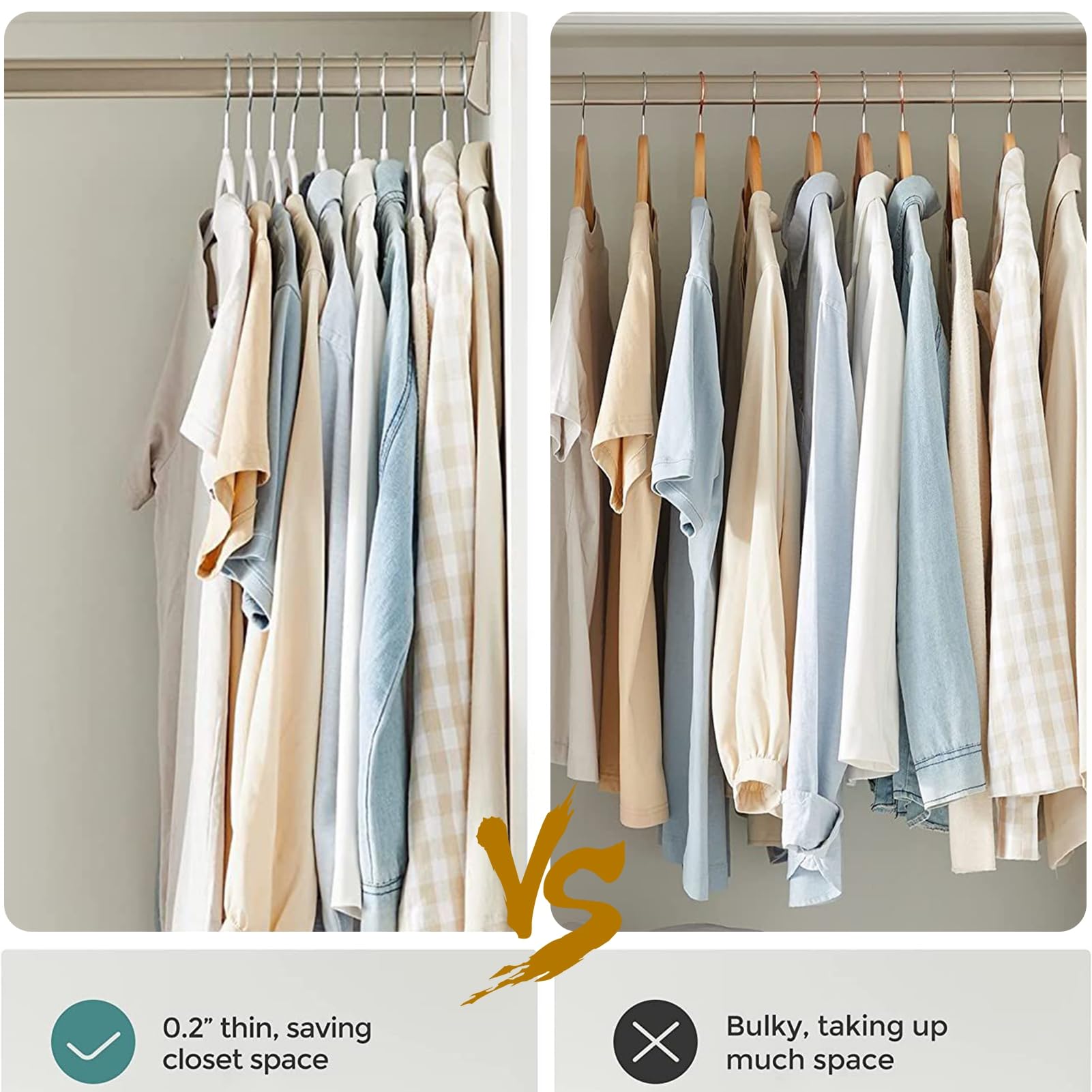 Grucce In Plastica Con Aspetto Legno - 10 Pezzi, Antiscivolo, Gancio Girevole 360°, Per Guardaroba - Foto 8