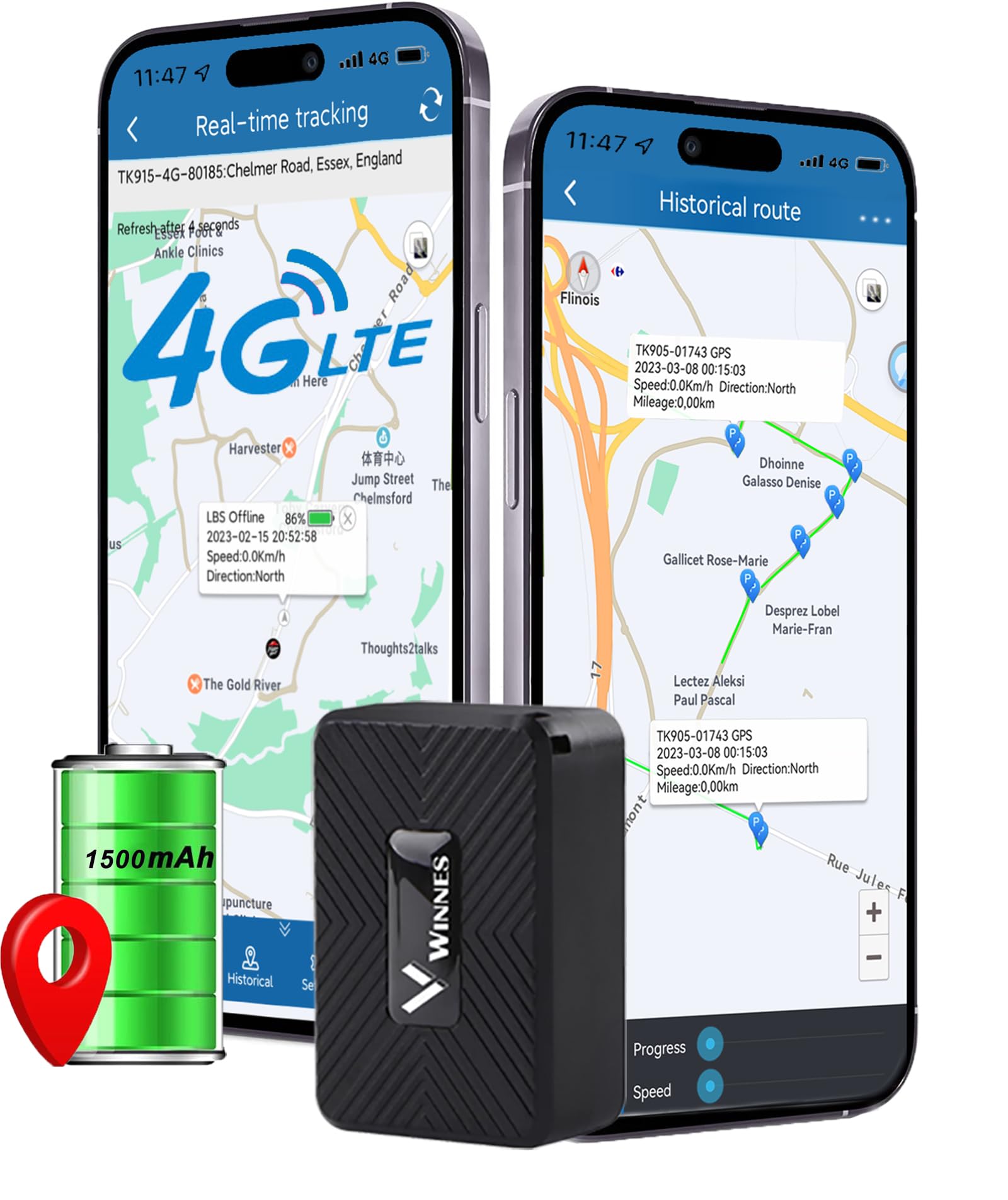 4G Mini GPS Tracker mit Echtzeit Online Verfolgung, 60 Tage Standby, weltweiter Einsatz & vielfältigen Alarmbenachrichtigungen – Abonnement erforderlich, GPS-Tracker für Fahrzeuge, Haustiere und mehr