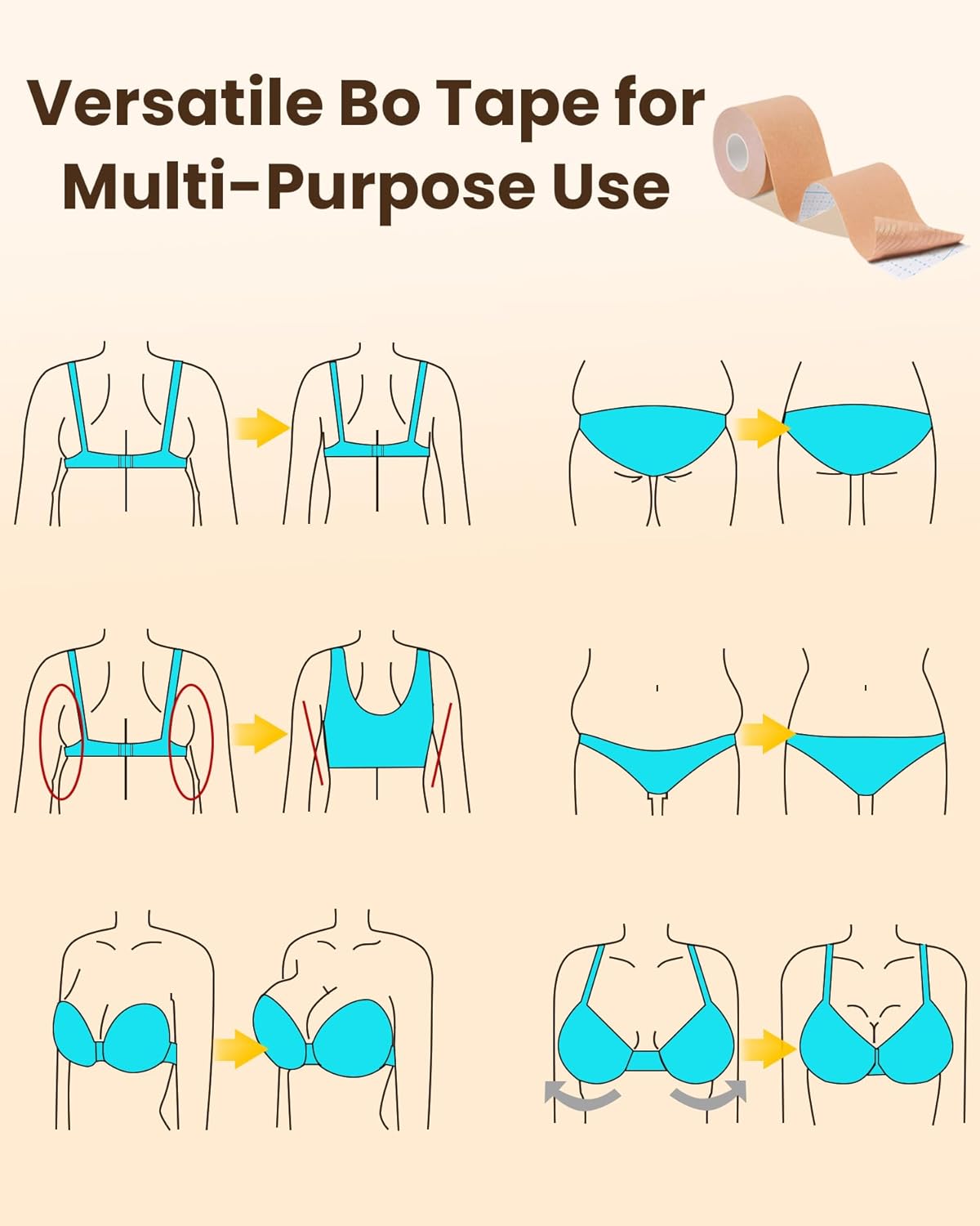 Pasties Nipple Covers with Lift, Triangular Ultra-Thin Reusable Invisible Adhesive Silicone Breast Pasites for Women Beige - Image 5