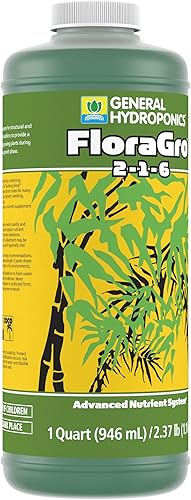 Miniatura 6 de General Hydroponics FloraGro Plant Food, 2-1-6, 1 cuarto de galón.