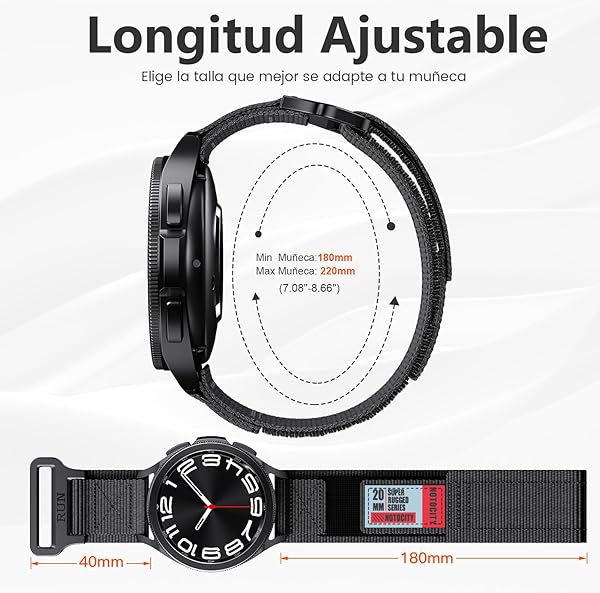 Para Samsung Galaxy Watch 7/6/5/4/5 Pro/3, 40 mm, 44 mm, 45 mm, correa de repuesto de nailon de 20 mm para Vivoactive 5/3, para Galaxy Watch 6/4 Classic 43 mm 47 mm/Active 2/Gear Sport - 4