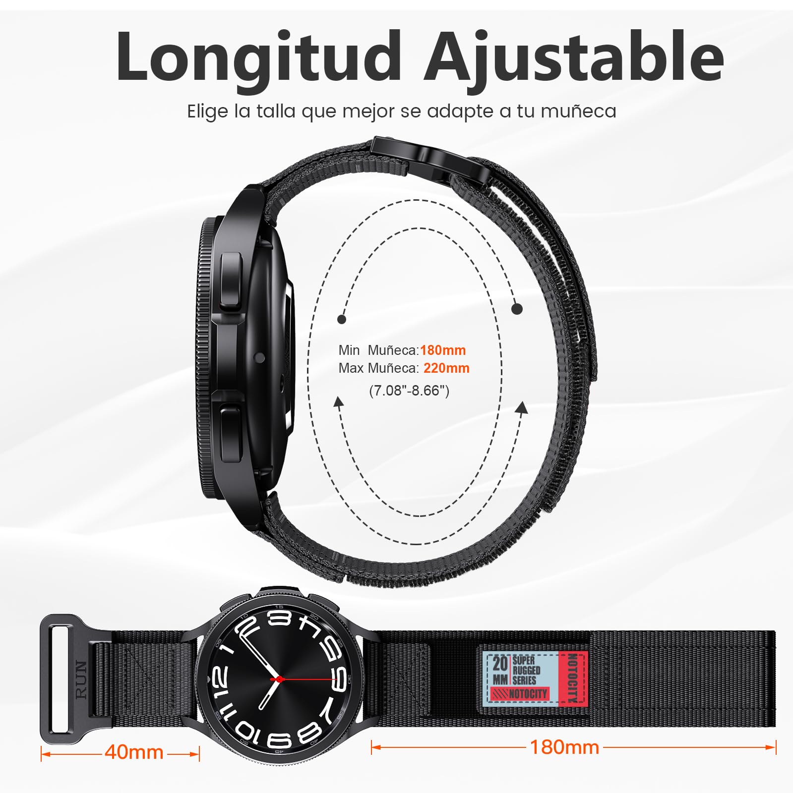 Para Samsung Galaxy Watch 7/6/5/4/5 Pro/3, 40 mm, 44 mm, 45 mm, correa de repuesto de nailon de 20 mm para Vivoactive 5/3, para Galaxy Watch 6/4 Classic 43 mm 47 mm/Active 2/Gear Sport — view 4