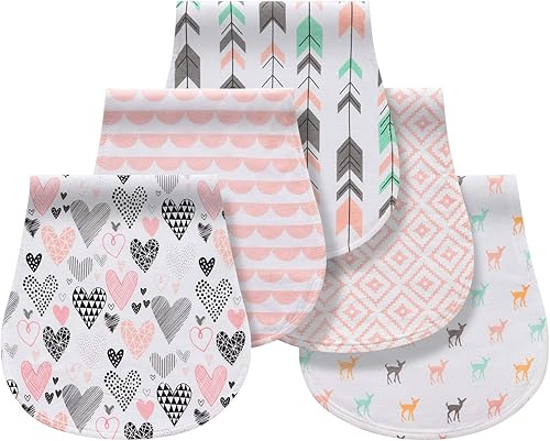 Little Tots Juego de paños para eructos 100% algodón, absorbente y suave, toalla para recién nacidos y bebés, niños y niñas, unisex, paquete de 5