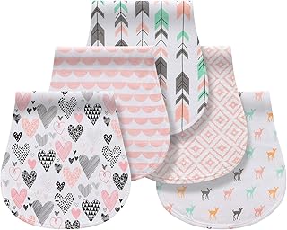 Little Tots Burp Cloths 100% Cotton Baby Burp Set, Absorbent & Soft Burping Cloth Newborn Towel for Newborns & Babies Boys & Girls Unisex 5 Pack (Full of Love)
