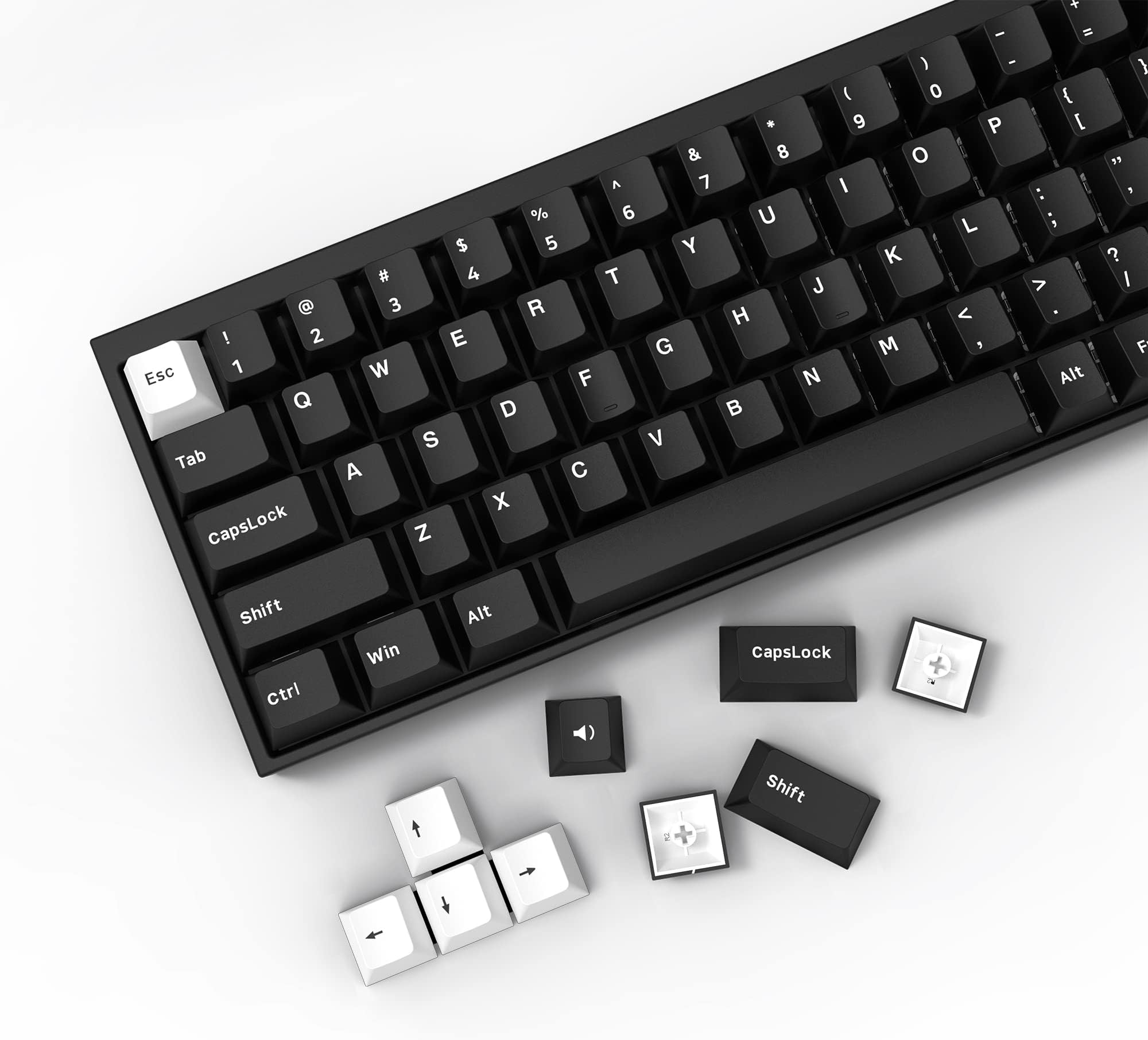 XVX Wob 168-Key Double Shot PBT Custom Keycap Set, Minimalist Style White on Black, Cherry Profile for Cherry Gateron MX Switches