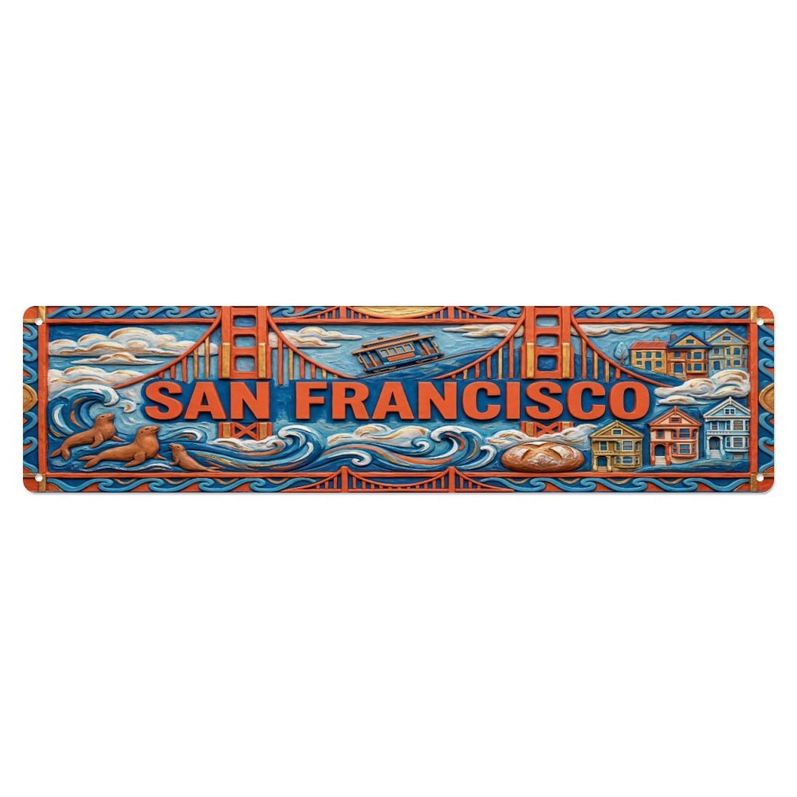 Xanthor Style Metal Tin Sign Vintage San Francisco Usa Flag Pattern