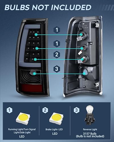 Vista 77 de Nilight Conjunto de luz trasera para Chevy Silverado 1500 1500HD 2500 2500 2500HD 3500 2007 Chevrolet Classic OE estilo pasajero lámpara trasera