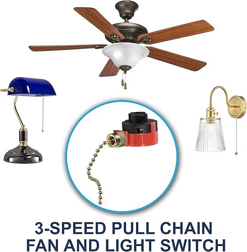 Miniatura 7 de HQRP Interruptor de 3 velocidades de 4 cables compatible con Hunter, Hampton Bay, Harbor Breeze, Westinghouse - Interruptor de cadena de tracción