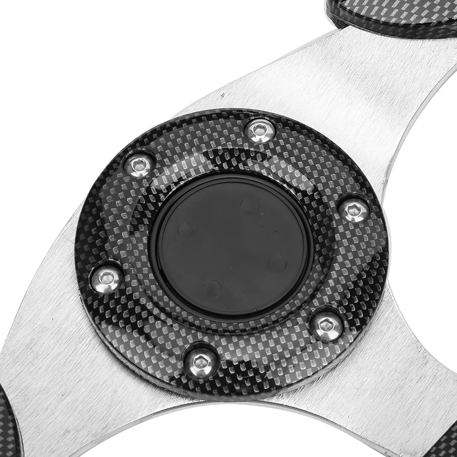 Volante da Corsa Universale, Volante Sportivo per Auto da 12,5 Pollici e 6 Bulloni, Pelle in PVC e Telaio in Alluminio Leggero con Pulsante Clacson per Auto,Stile Fibra di Carbonio