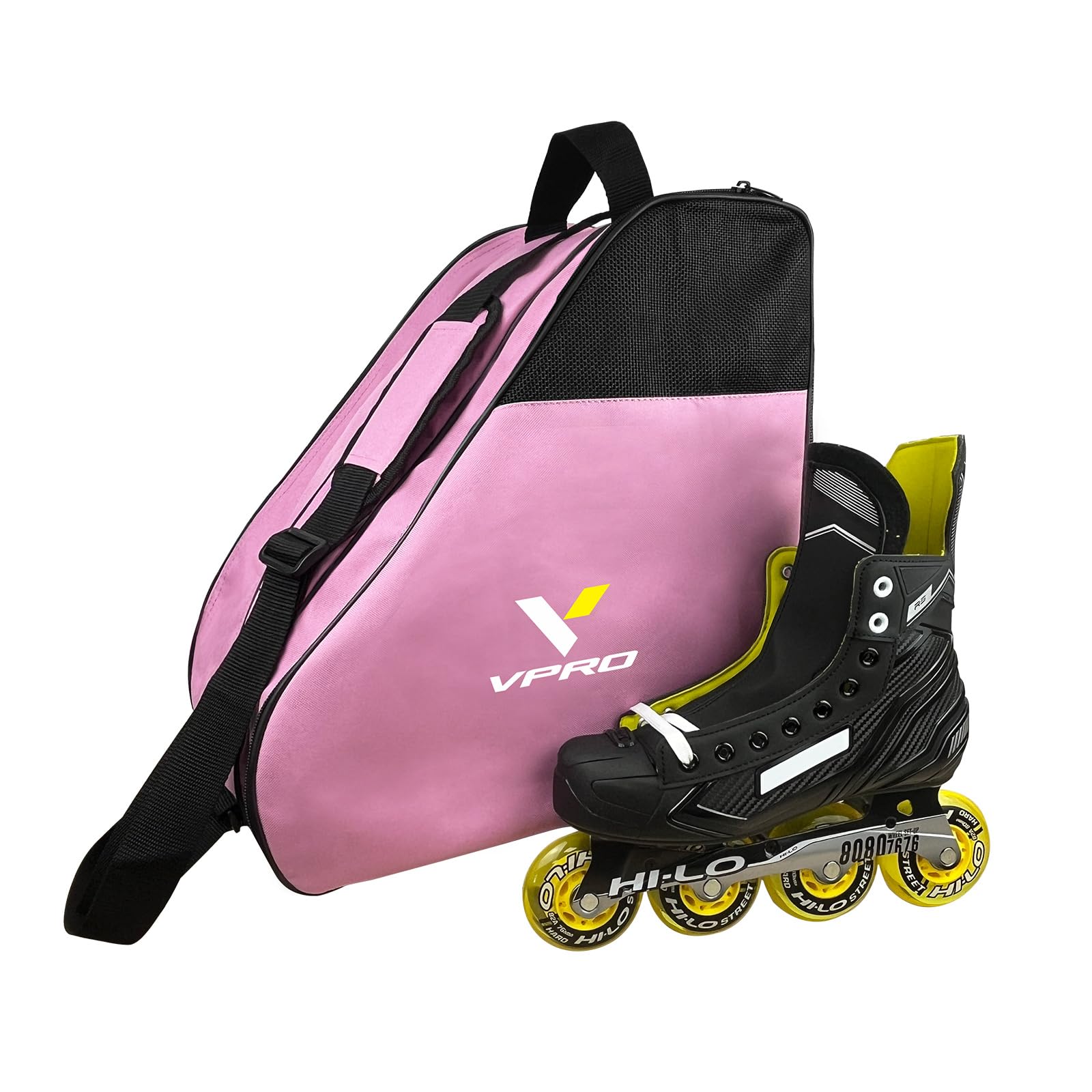 VPRO Bolsa para patines de hielo, bolsa para patinaje en línea, bolsa de patinaje para niños y adultos, con correa y cremallera